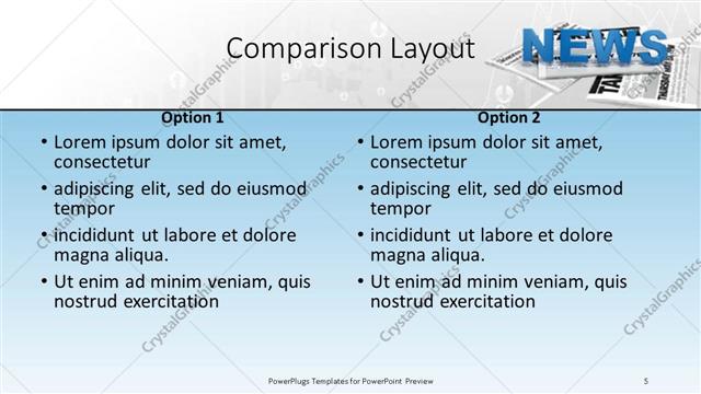Comparison presentation slide layout