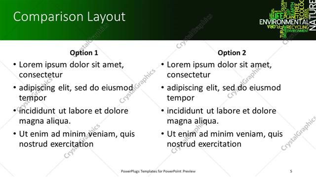 Comparison presentation slide layout