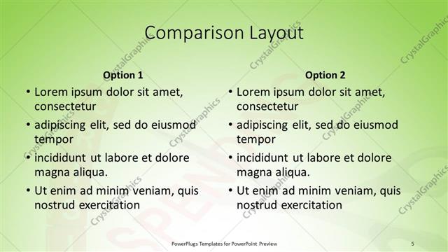 Comparison presentation slide layout
