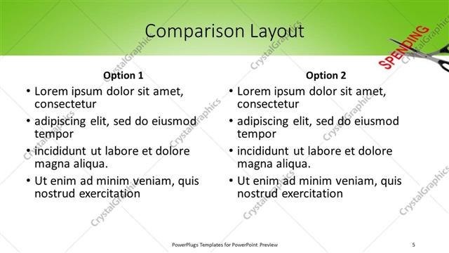 Comparison presentation slide layout