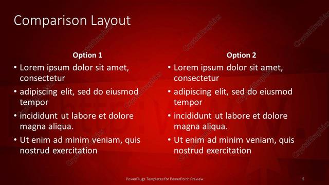 Comparison presentation slide layout