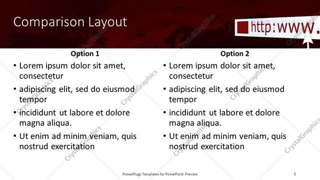 Comparison presentation slide layout