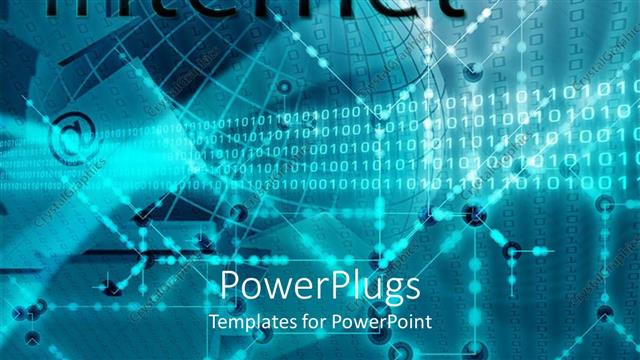  Presentation with internet - Text which spells out the word internet?and a transparent globe