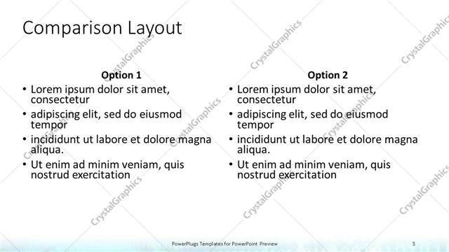 Comparison presentation slide layout