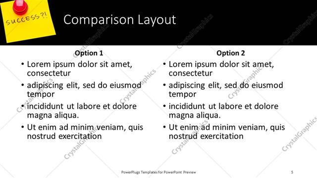 Comparison presentation slide layout