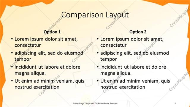 Comparison presentation slide layout