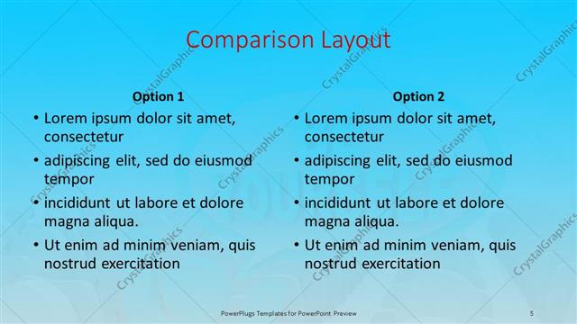 Comparison presentation slide layout