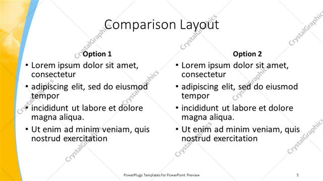 Comparison presentation slide layout