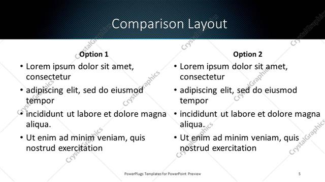 Comparison presentation slide layout