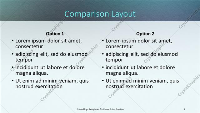 Comparison presentation slide layout