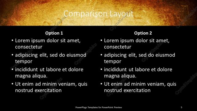 Comparison presentation slide layout