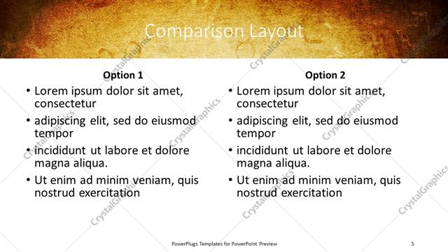 Comparison presentation slide layout