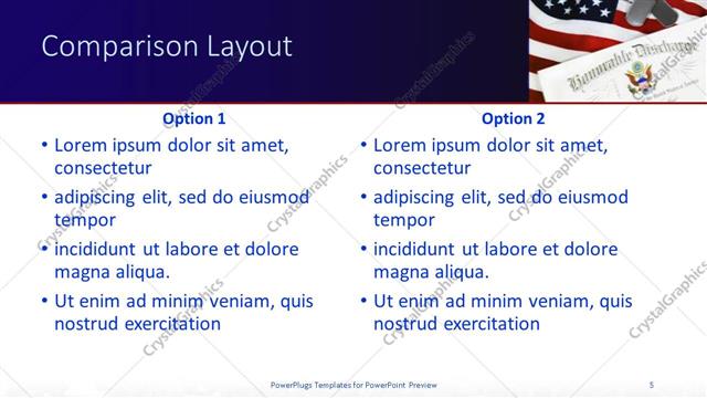 Comparison presentation slide layout