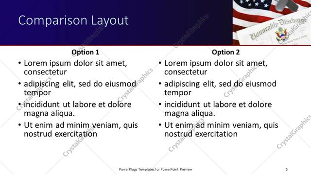 Comparison presentation slide layout