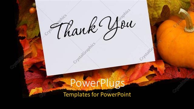 Presentation with thank - Thank you card with a gourd sitting on a fall leaf background