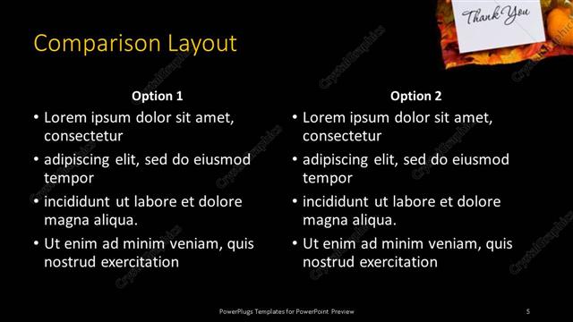 Comparison presentation slide layout