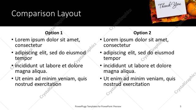 Comparison presentation slide layout