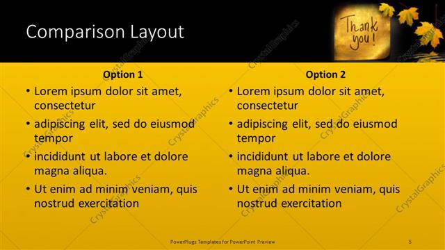 Comparison presentation slide layout