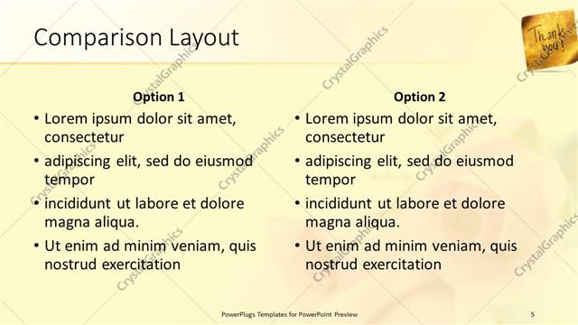 Comparison presentation slide layout