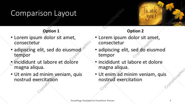 Comparison presentation slide layout