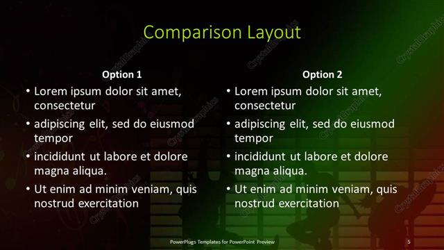 Comparison presentation slide layout