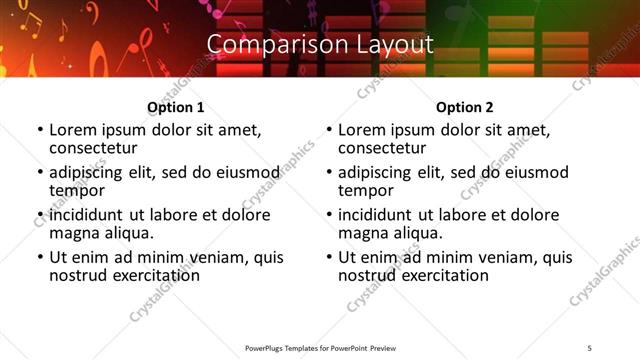 Comparison presentation slide layout