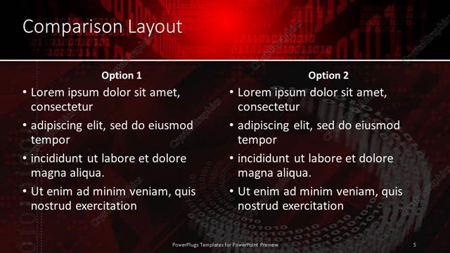 Comparison presentation slide layout