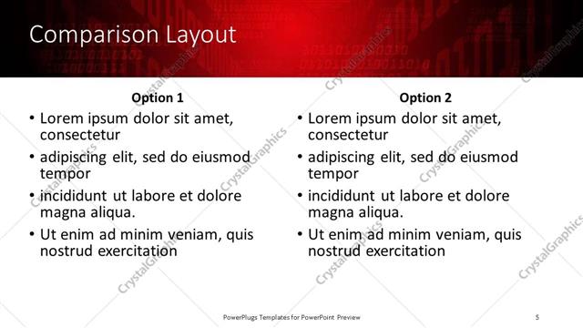 Comparison presentation slide layout