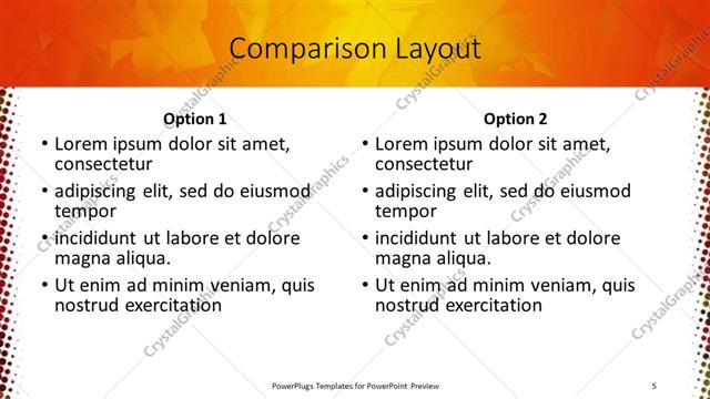 Comparison presentation slide layout