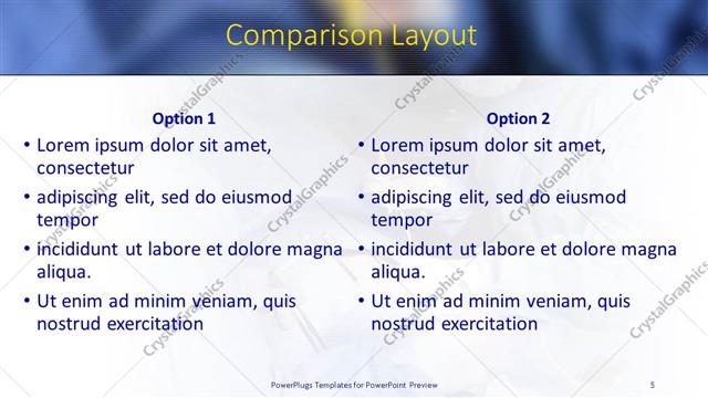 Comparison presentation slide layout
