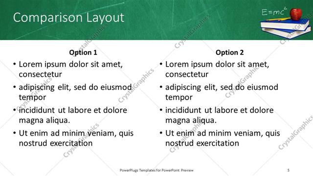 Comparison presentation slide layout