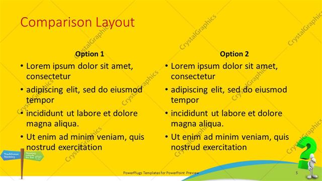 Comparison presentation slide layout