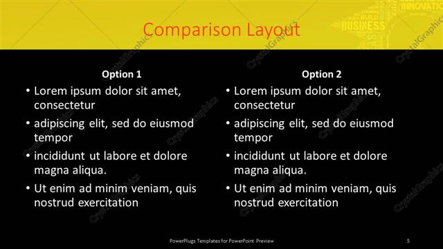 Comparison presentation slide layout
