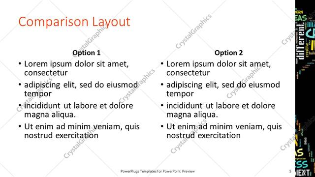 Comparison presentation slide layout