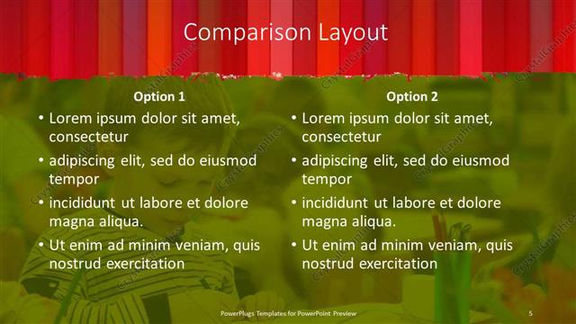 Comparison presentation slide layout