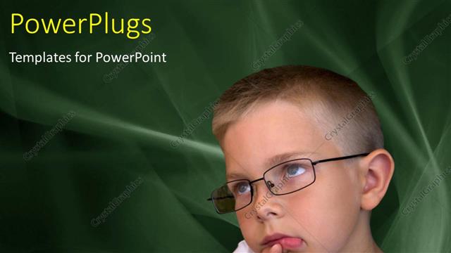  Presentation with eye - Thoughtful young boy with eye glasses on abstract background
