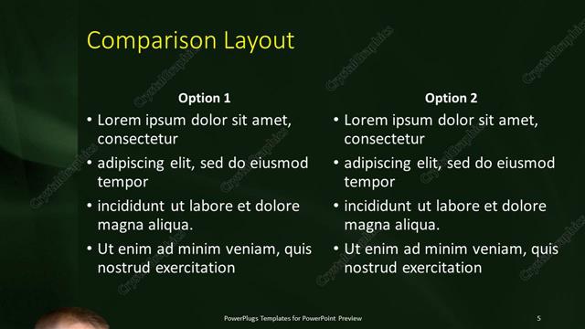 Comparison presentation slide layout
