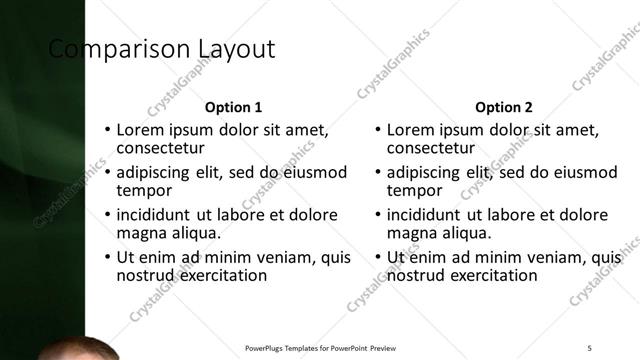 Comparison presentation slide layout