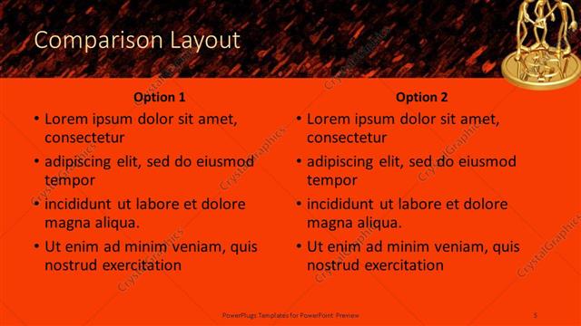 Comparison presentation slide layout