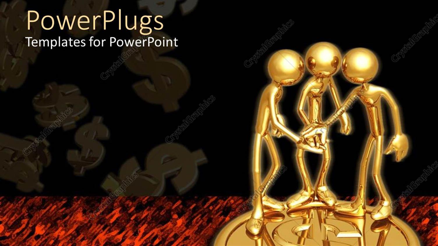 Featuring Thre 3D Human Characters Standing on a large Gold Coin