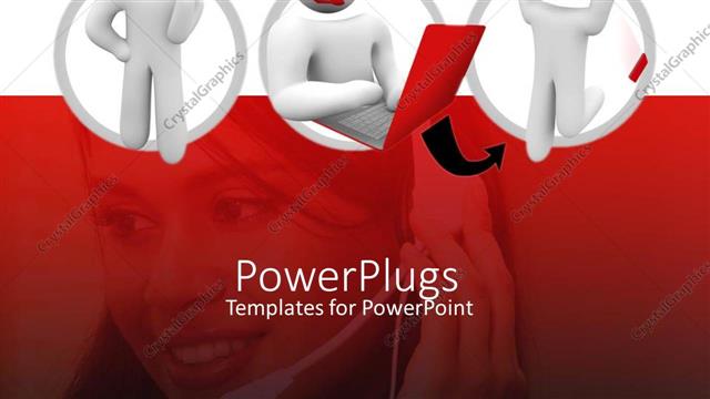  Presentation with support - Three 3D characters and a pretty femal call center