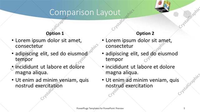 Comparison presentation slide layout