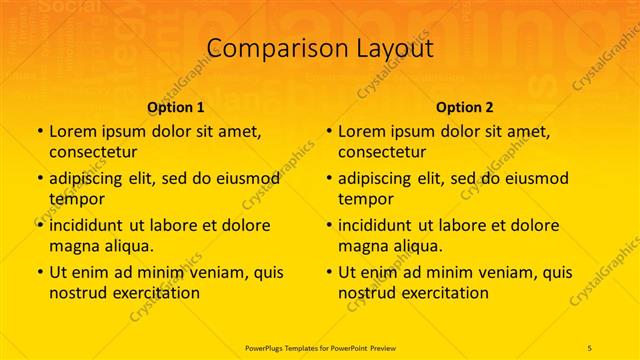 Comparison presentation slide layout