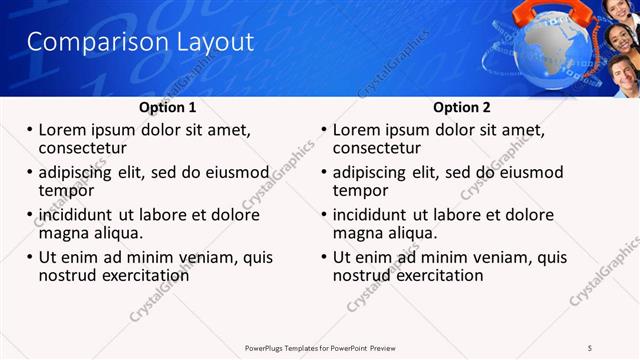 Comparison presentation slide layout