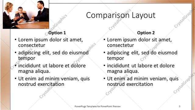 Comparison presentation slide layout