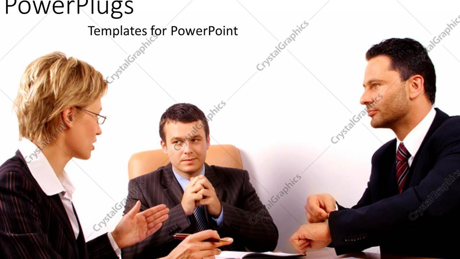Featuring Three Adult Humans in Black Suites Having a Meeting