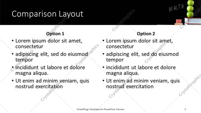 Comparison presentation slide layout