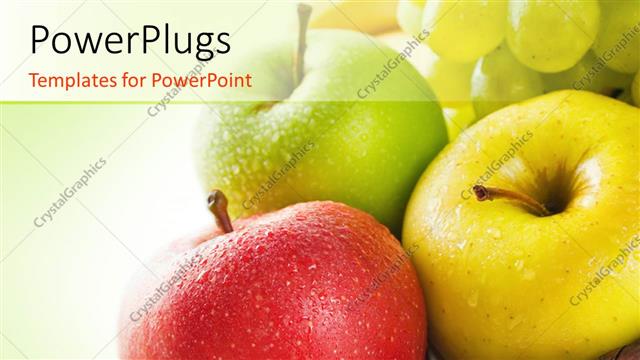  Presentation with green apples - Three apples of different colors, red, green and yellow?