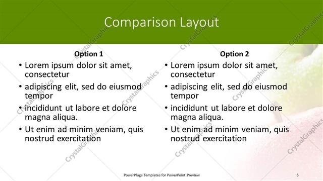 Comparison presentation slide layout