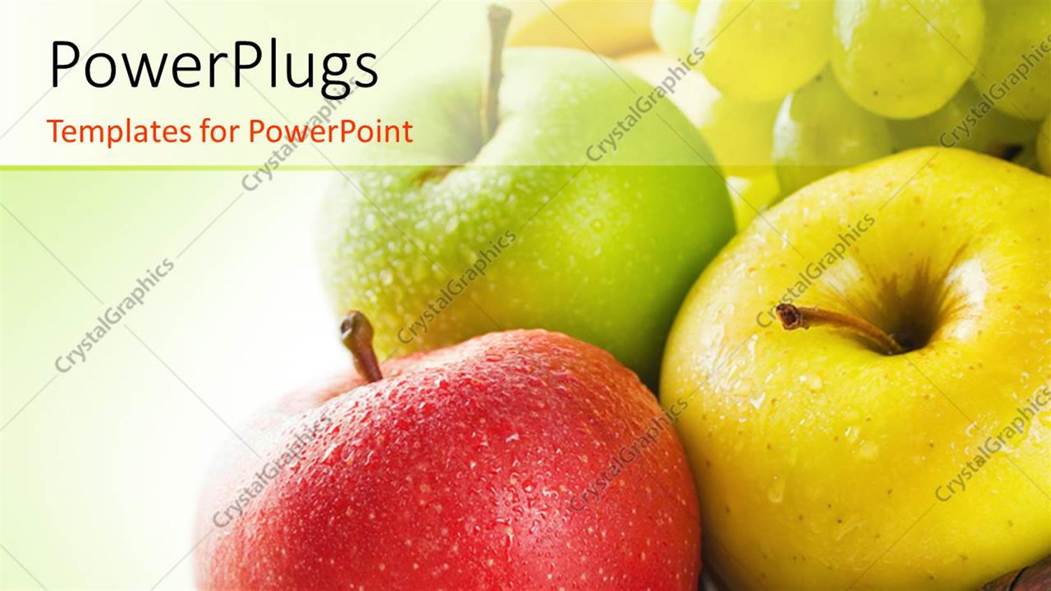 Featuring Three Apples of Different Colors, Red, Green and Yellow 